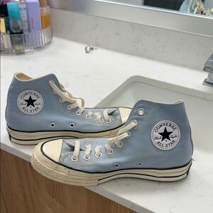Converse Light Blue High Tops with White Accents
